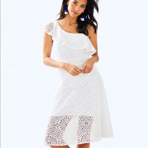 Lily Pulitzer One shoulder Dress with sea urchin terry lace